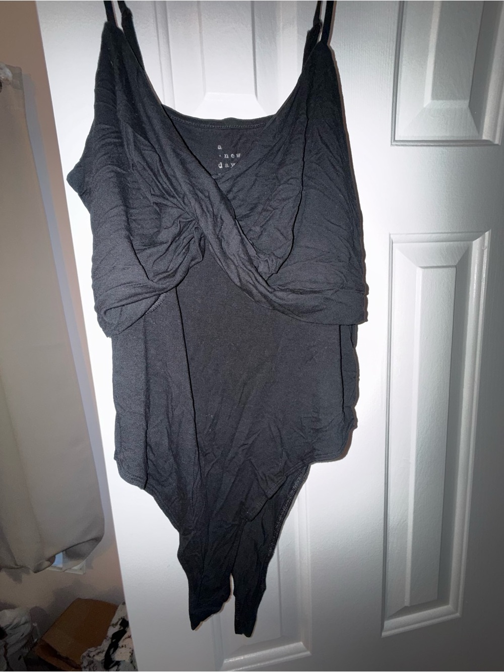 wild fable Black Draped Crossover Bodysuit